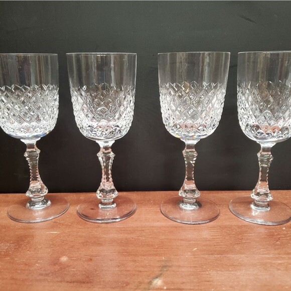 Vintage PARMA by Josair Diamond Crystal Cut Stemware Wine Glasses - Picture 4 of 16